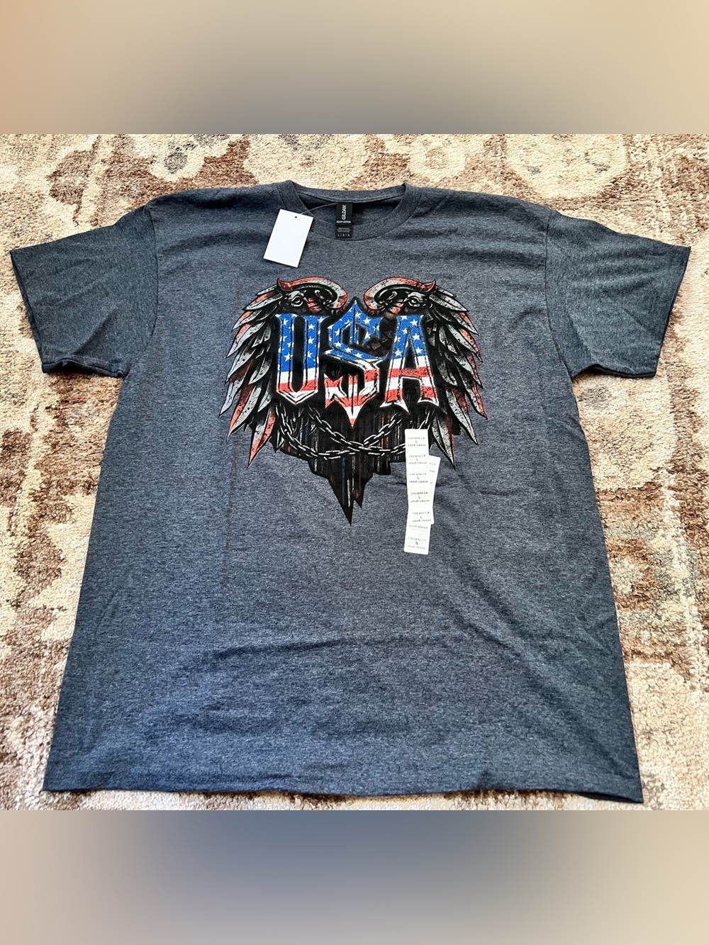 Gildan Charcoal USA Eagle Graphic Short Sleeve Tee